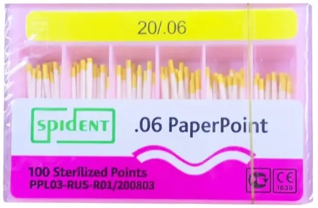 Бумажные штифты конус 06, 100шт/уп., №20, Spident
