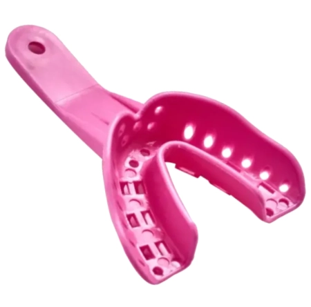 Ложки для снятия слепков перфорированные пластиковые детские small №1 низ розовые (12 шт) JNB