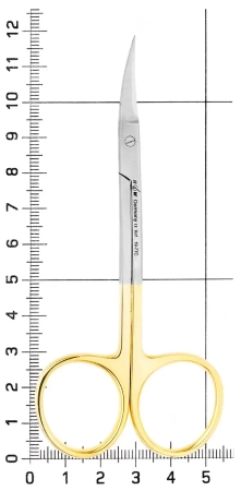 ножницы хирургические двойной изгиб, зубчатая поверхность, la gr, 11.5см,  (hlw dental instruments)