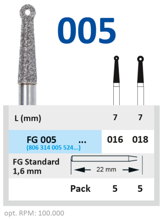 fg005016 бор алмазный fg - шар с отверстием с юбкой - 016 серый horico