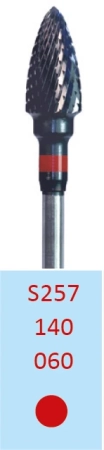 S257140060 Фреза твс - конус - 060 красный насечка крестообразная мелкая. мет. сплавы пластмасса   H