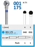 001175040 фреза твс - шар - 040 синий насечка простая  станд. мет. сплавы пластмасса гипс hori