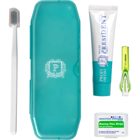 набор для ухода за брекетами president ortho kit basic