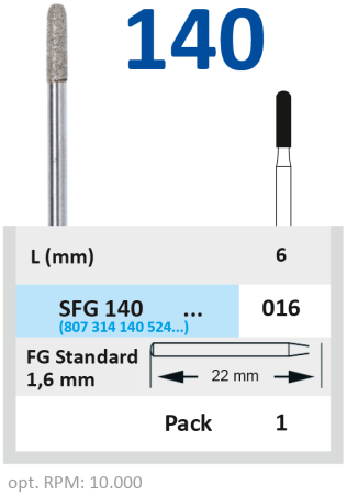 SFG140016 Бор алмазный FG - цилиндр - 016 HORICO