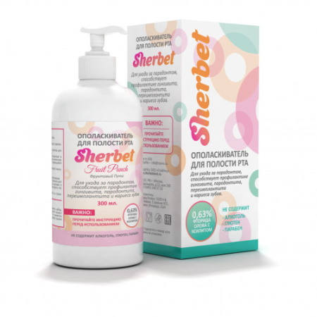 Ополаскиватель для полости рта Sherbet, fruit punch, 300мл., Staino