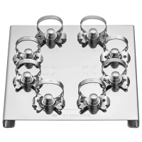 набор из 8 клампов (матовых) для молочных зубов на подставке из нержавеющей стали, dentech