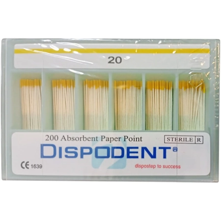 Штифты бумажные абсорбирующие 02 №20 (200 шт) Dispodent