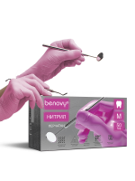 перчатки "benovy" нитриловые -  50 пар (top glove) розовые m
