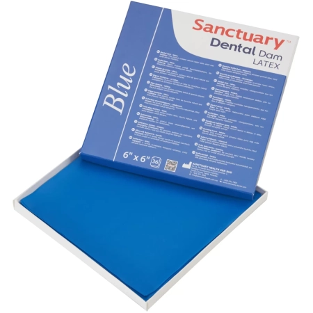 латексные листы dental dam синий, средний, 152 мм х 152 мм, без запаха (36 шт) sanctuary