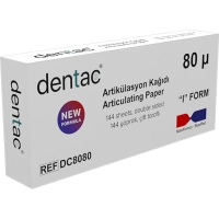 бумага артикуляционная прямая, синяя / красная, 80 мкм, dc8080 (144 шт) dentac