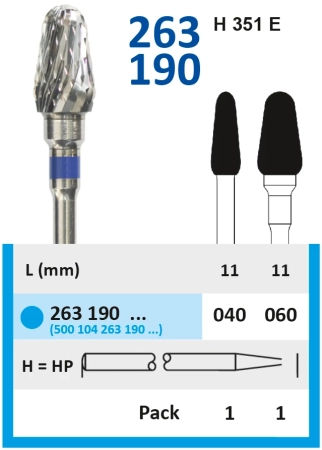 263190040 Фреза твс - конус - 040 синий насечка крестообразная стандарт, мет/сплавы, пластмасса,гипс