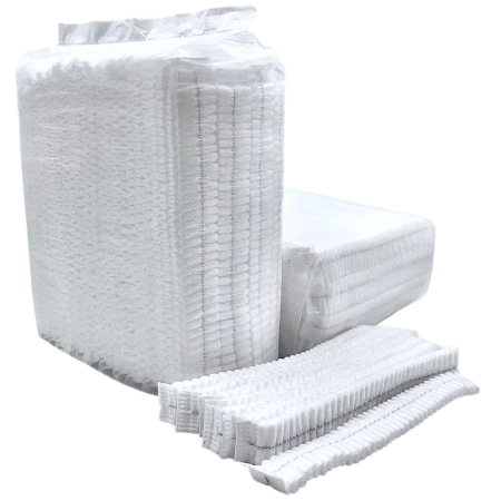 Шапочки Шарлотта белые гофрированные одноразовые ПРЕМИУМ (100шт) Медсервис Плюс