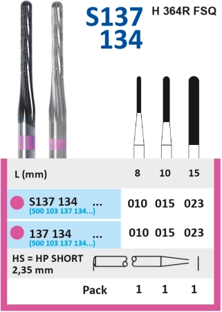 S137134015 Фреза твс  для фрезерного станка - фиссура с закругленным концом -  015  HORICO
