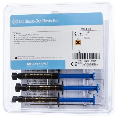 lc block-out resin kit - гель для создания резервуаров в капе (4 шприца * 1.2 мл, насадки) ultradent