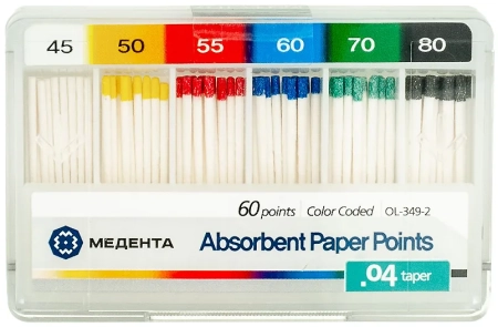 Бумажные штифты конус 04, 60шт/уп., №45-80, МЕТА