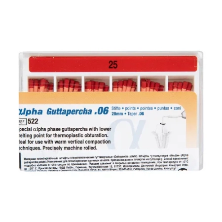 Гуттаперчевые штифты Альфа 06 №25, 60шт., VDW