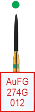 AuFG274G012 Бор алмазный FG - пламя закругленное - 012 зеленый HORICO