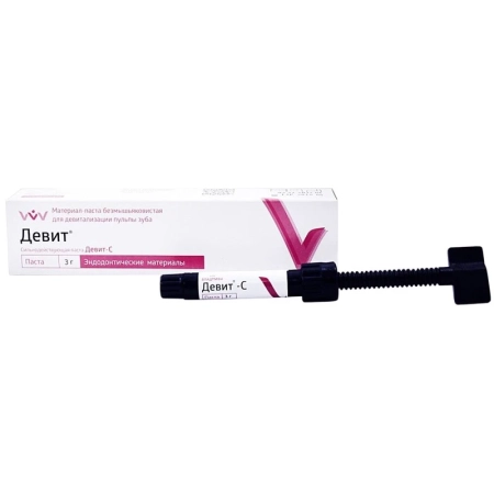 Девит-С - безмышьяковистая паста для девитализации пульпы, 1шпр*3г., "ВладМиВа"