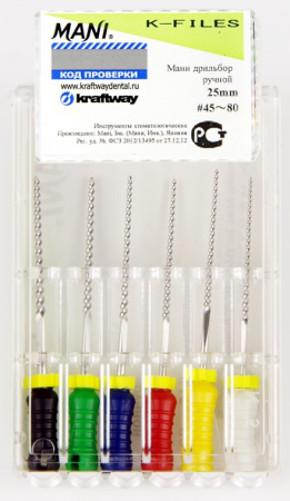 K-Files 25 мм, №45-80, 6шт (MANI)