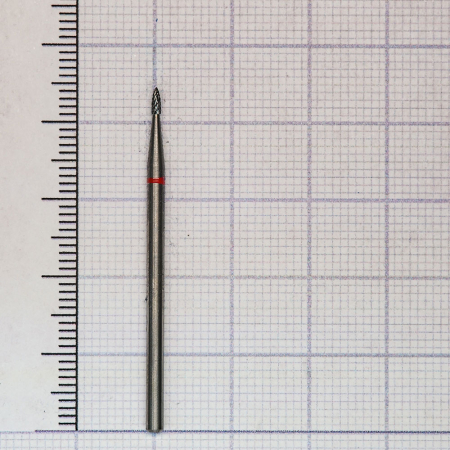 257140012 Фреза твс - пламя - 012 красный насечка крестообразная мелкая, мет/сплавы, пластмасса