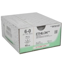 ethilon / этилон нить черная l=45см usp 6/0 игла режущая pc-3 prime 16мм 3/8 (24 шт) ethicon