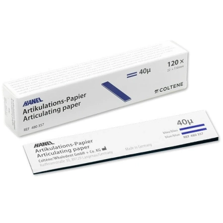 Артикуляционная бумага HANEL 40 мкм синяя I форма 120 шт/уп Coltene