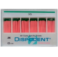штифты гуттаперчевые эндоканальные (конусность .06)  dispodent № 35,  60 шт.