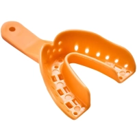 ложки для снятия слепков перфорированные пластиковые детские medium №2 низ оранжевые (12 шт) jnb