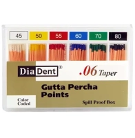 гуттаперчевые штифты - конусность 06 - №45-80 - 60 штук, diadent