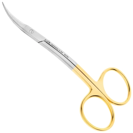 Ножницы хирургические двойной изгиб, зубчатая поверхность, La Gr, 11.5см,  (HLW Dental Instruments)