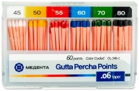 гуттаперчевые штифты конус 06, 60шт/уп. №45-80, мета