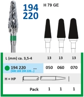 194220050 фреза твс - конус - 050 зеленый насечка крестообразная грубая  пластмасса гипс horico