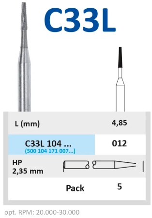 C33L104012 Бор твердосплавный - цилиндр - 012  прямой наконечник  HORICO