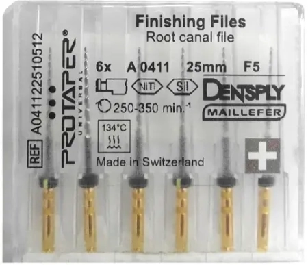 ProTaper / ПроТейпер машинные 25 мм F5 - желтые финишные (6 шт) Maillefer