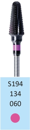 S194134060 Фреза твс - конус - 060 розовый тонкие прямые лезвия с зубчатой попереч. насеч мет/сплавы