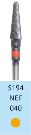 S194NEF040 Фреза твс - конус - 040 оранж насечка крестообразная зубчатая, поперечная не благ. сплав