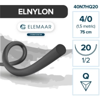 elnylon шовный материал l=75 см usp 4/0 игла 20 мм о/р hq 1/2 (12 шт) elemaar