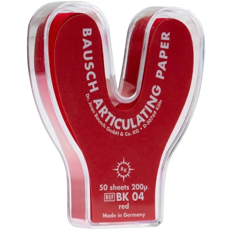ВК 04 Артикуляционная бумага пластиковый бокс дугообразная, красная, 200мкм., 50л., Bausch
