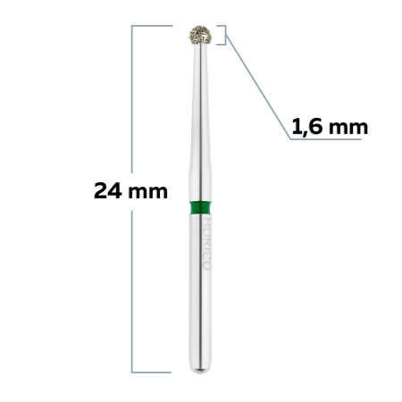 FG697G016 Бор алмазный FG - шар хирургическая длина - 016 зеленый, HORICO