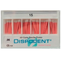 штифты гуттаперчевые эндоканальные (конусность .06)  dispodent № 15,  60 шт.