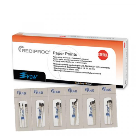 Бумажные штифты RECIPROC Paper Points R40 - 144шт/уп., VDW