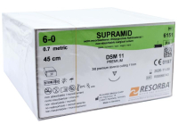 supramid / супрамид - мононить l=45см usp 6/0 (0.7), игла обратно-режущая dsm-11 3/8 (36 шт) resorba
