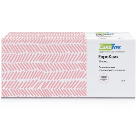 ЕвроКвик нить L=75 см USP 4/0, игла 17 мм колющая 1/2 (12 шт) EuroType