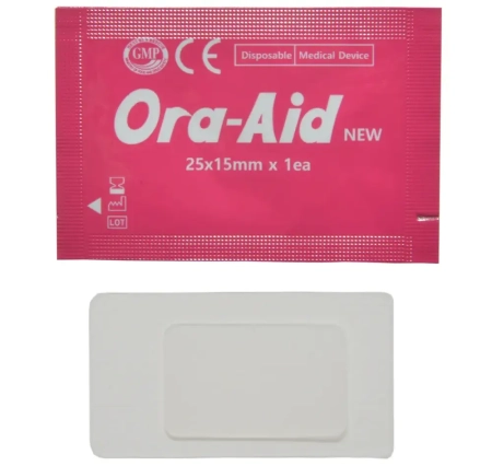 заживляющий пластырь для слизистой рта ora-aid 25*15 мм (20 шт) tbm