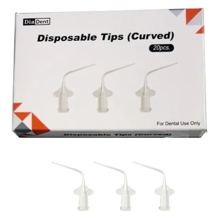Наконечники эндо Disposable Tip изогнутые для шприцов (20 шт) Diadent