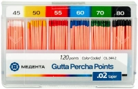 гуттаперчевые штифты 02 №45-80 120шт/уп, (мета)