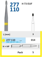 277110014 фреза твс - пламя - 014 желтый крестообразная с  экстра-мелкой насечкой h