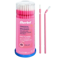кисточки-аппликаторы для нанесения лаков, жидкостей и гелей "sherbet", розовые, 100 шт