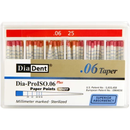 Бумажные штифты - конусность 06 - №25 - 100 штук, DiaDent