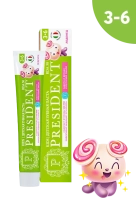 детская зубная паста president 3-6 леденец (50 rda) с фтором, 70 г